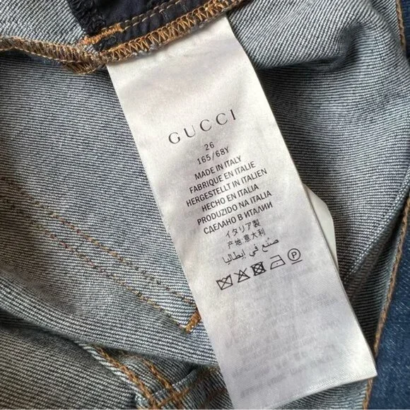 Gucci Floral-Embroidered Stretch Denim Jeans